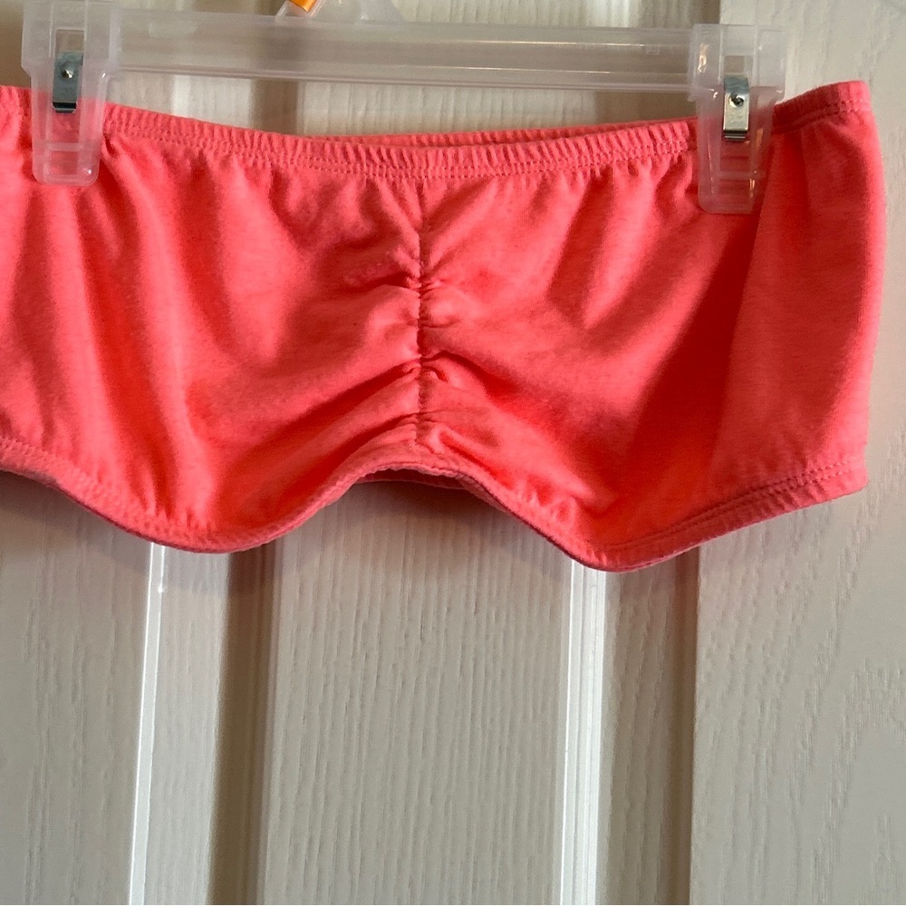 Juniors bandeau bikini top sz 11/13 coral color strapless - Picture 4 of 11
